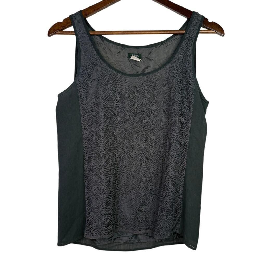 J.Crew Sleeveless Love Lace Lined Blouse Top Scoop Neck Lightweight 2 Grey #3777
